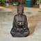 Glitzhome® 23.25" Zen-Style Meditating Buddha Statue Outdoor Fountain with LED Light
